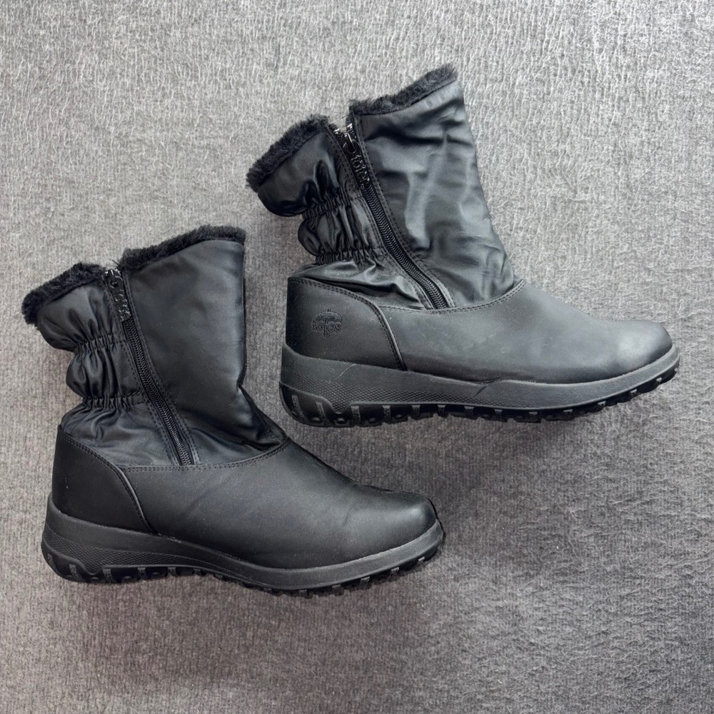 Totes Rikki Black Faux Fur Lined Mid Calf Winter Snow Boots Womens 10M